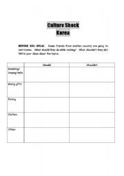 English Worksheet: Culture Shock Korea