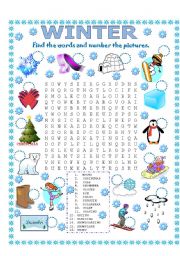 English Worksheet: WORD SEARCH (WINTER)