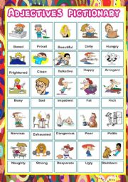 English Worksheet: Adjectives Pictionary