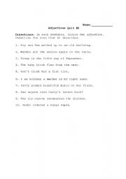English Worksheet: Adjectives Quiz