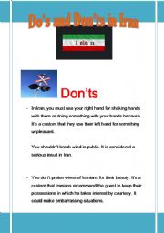 English worksheet: Dos and Donts in Iran