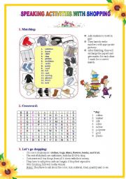 English Worksheet: SPEAKING ACTIVITIES WITH SHOPPING