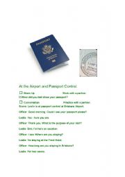 English Worksheet: At the Airport and Immigration