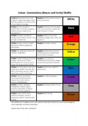 Colour Connotations Noun and Verb Shuffle