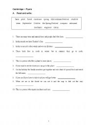 Cambridge Flyers Worksheet 3