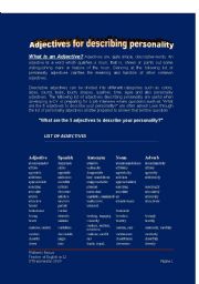 English Worksheet: adjectives of personality 
