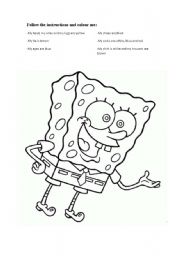 English Worksheet: Colour Bob Sponge