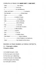 English Worksheet: HAVE GOT O HAS GOT?