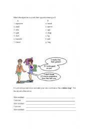 English worksheet: in a cloth shop