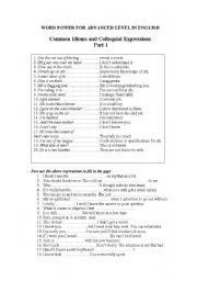 English Worksheet: Common Idioms and Colloquial Expressions