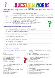 English Worksheet: Quetion words - exercises