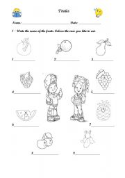 English Worksheet: Fruits