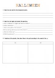 English worksheet: Halloween worksheet