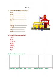 English Worksheet: School