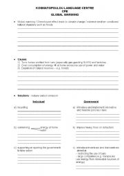 English Worksheet: Handout for Global Warming