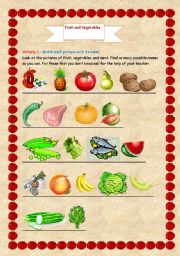 English worksheet: fruit and vegetables