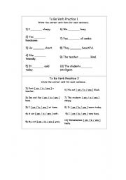 English worksheet: verb to be 