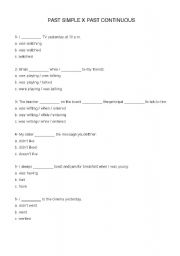 English Worksheet: PAST SIMPLE X PAST CONTINUOUS QUIZ