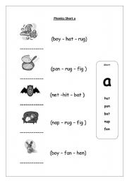 English worksheet: short vowel /a/