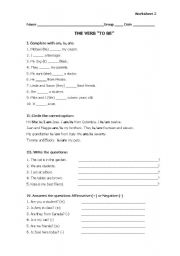 English Worksheet: The Verb to Be