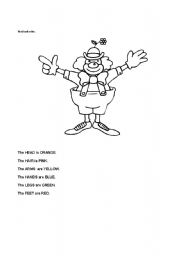 English worksheet: The colorful clown