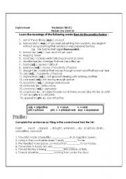 English Worksheet: Upstream intermediate B2 ( Vocabulary list) 