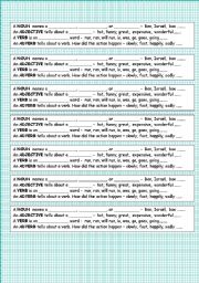 English Worksheet: BOOKMARKS defining nouns, adjectives, verbs, adverbs, antonyms, synonyms.