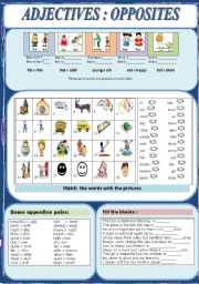 English Worksheet: ADJECTIVES: OPPOSITES