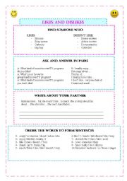 English Worksheet: Likes and dislikes