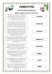 English Worksheet: Stereotypes