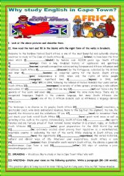 English Worksheet: A TOUR AROUND ENGLISH SPEAKING COUNTRIES - SOUTH AFRICA - CAPE TOWN