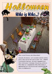 English Worksheet: Halloween who is who - Prep. of  Place