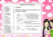 English Worksheet: PRESENT CONTINUOUS  - for the beginners TENSES PART 1