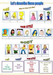 English Worksheet: Describing people - part 1/2