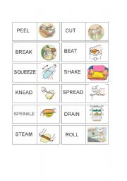 English Worksheet: Vocabulary Domino Set Cooking Verbs 2/2