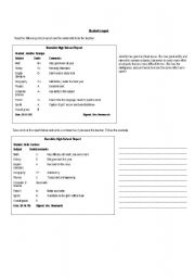 English worksheet: SCHOOL REPORT