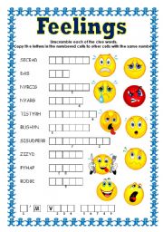 English Worksheet: DOUBLE PUZZLE (FEELINGS) + KEY