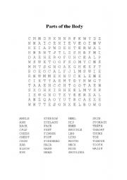 Parts of the Body Word Search Puzzle