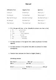 English worksheet: Have Got