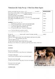 English Worksheet: Timbaland ft Katy Perry - If We Ever Meet Again