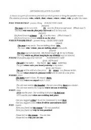 English Worksheet: DEFINING RELATIVE CLAUSES