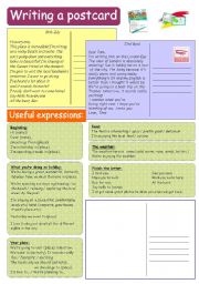 English Worksheet: Writing tips 12: Writing a postcard (B&W)