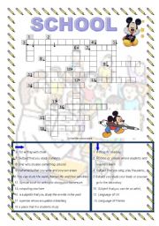 English Worksheet: CROSSWORD, SCHOOL