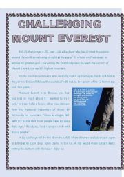 English Worksheet: Challenging Mount Everest