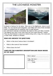 English Worksheet: The Lochness Monster