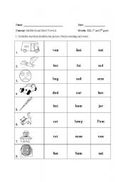 English Worksheet: Middle Sound Short Vowel Aa