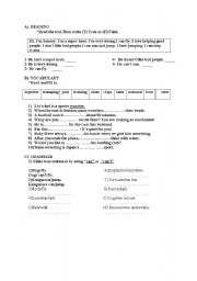 English Worksheet: a worksheet which consists reading,grammar and vocabulary exercises