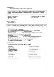 English worksheet: a worksheet which consists reading,grammar and vocabulary exercises