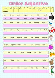 English Worksheet: order adjective