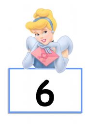 English Worksheet: Princess Number Cards 6-10